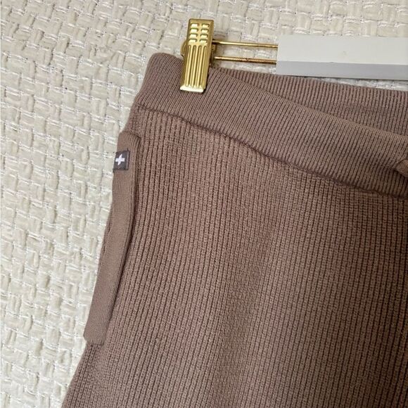 Figs Women's Tan Ribbed Knit Wide Leg Lounge Wear Pant✨ - Picture 4 of 6